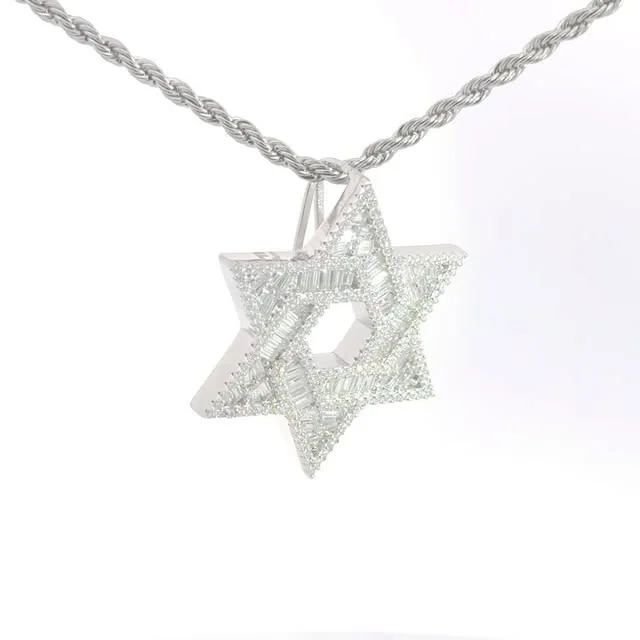 Diamond Star of David pendant showing detailed stone settings