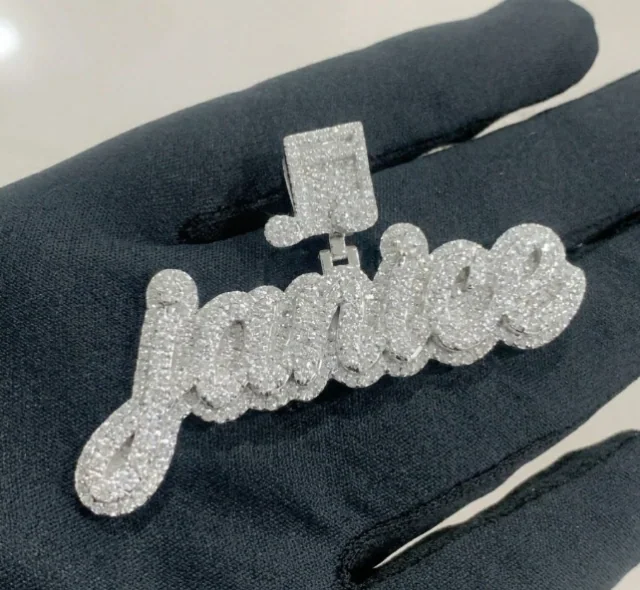 Custom diamond name pendant by Fulop Jewelry